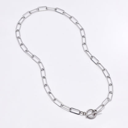 SSMN3058 - St Steel 50cm x 6.5mm chunky paperclip toggle necklace