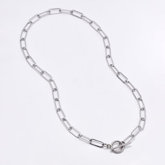 SSMN3058 - St Steel 50cm x 6.5mm chunky paperclip toggle necklace