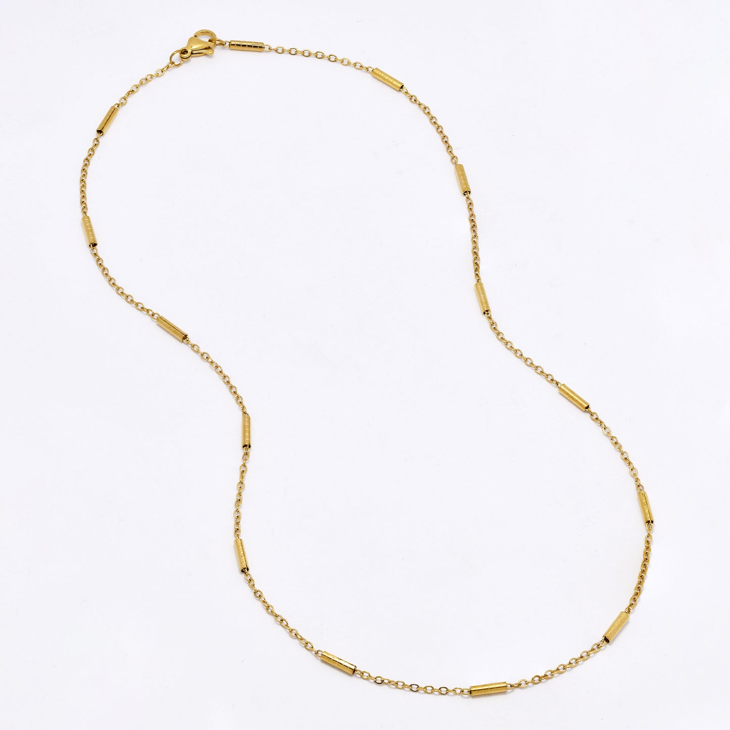 SSMN3059 - St Steel 2 pack 45cm x 2mm cylinder bead necklace