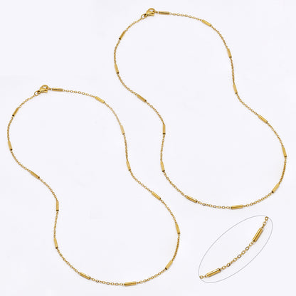 SSMN3059 - St Steel 2 pack 45cm x 2mm cylinder bead necklace