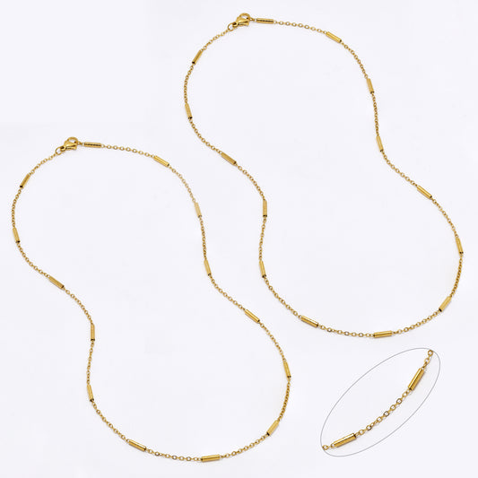 SSMN3059 - St Steel 2 pack 45cm x 2mm cylinder bead necklace