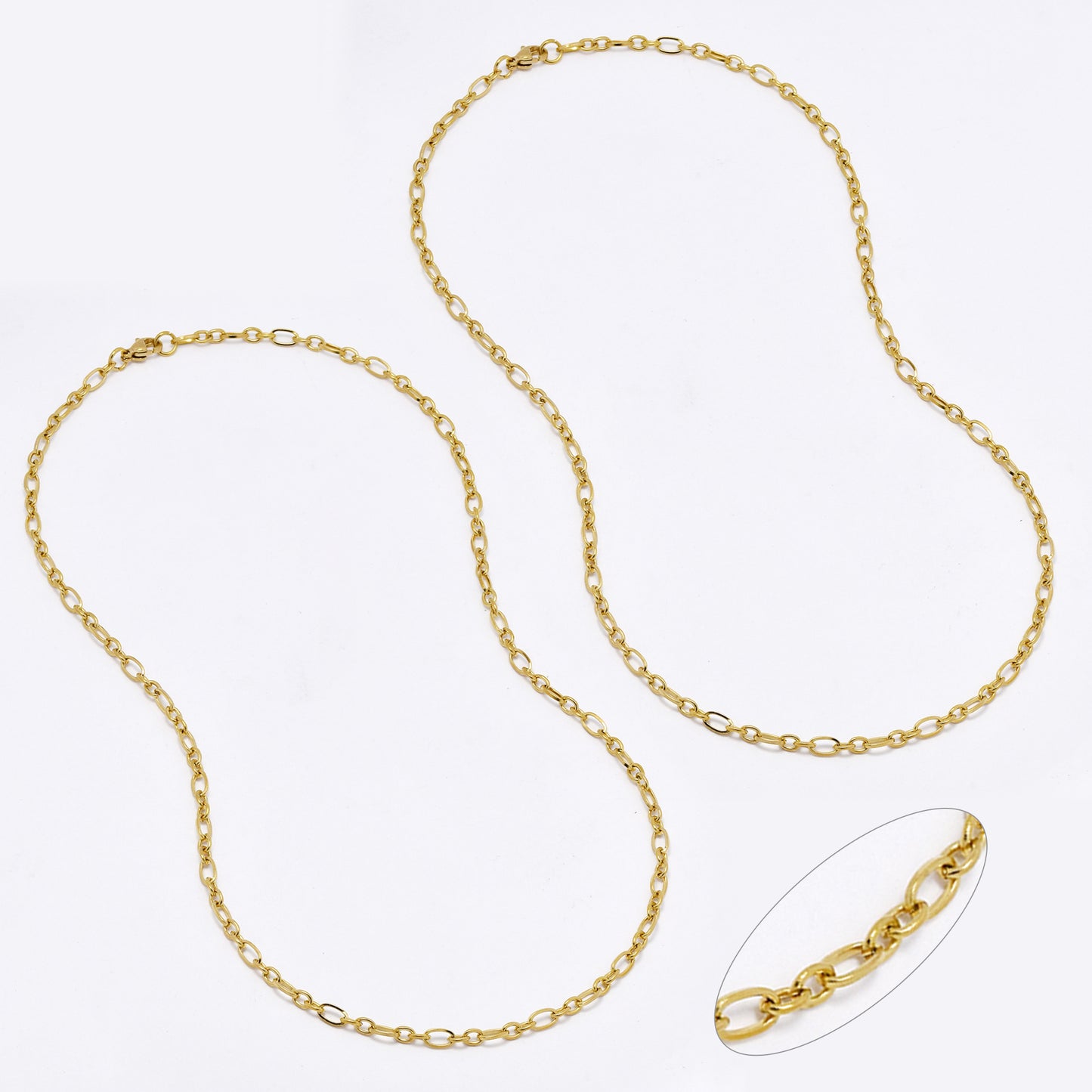 SSMN3060 - St Steel 2 Pack 44cm x 3.5mm oval link necklace