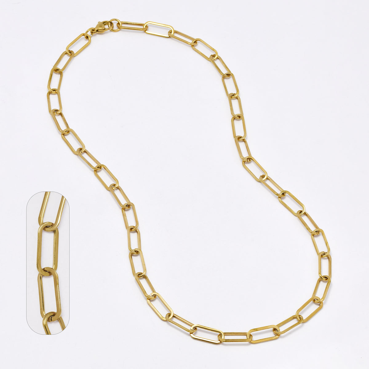 SSMN3061 - St Steel 50cm x 6.5mm chunky paperclip link chain