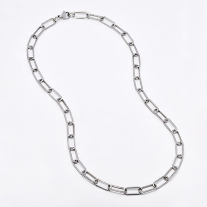 SSMN3061 - St Steel 50cm x 6.5mm chunky paperclip link necklace