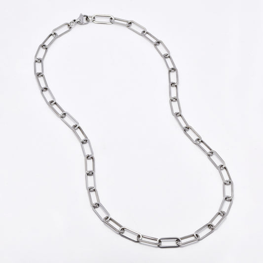 SSMN3061 - St Steel 50cm x 6.5mm chunky paperclip link necklace