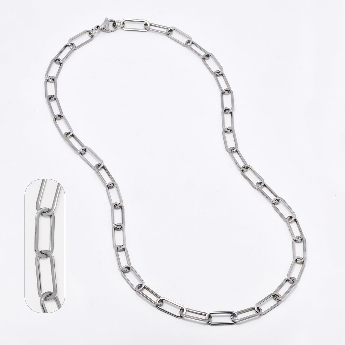 SSMN3061 - St Steel 50cm x 6.5mm chunky paperclip link chain