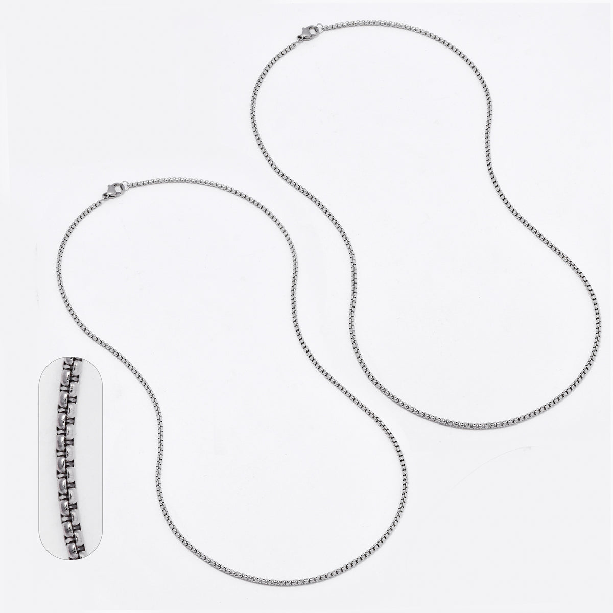 SSMN3062 - St Steel 2 pack 50cm x 2mm rolo chain