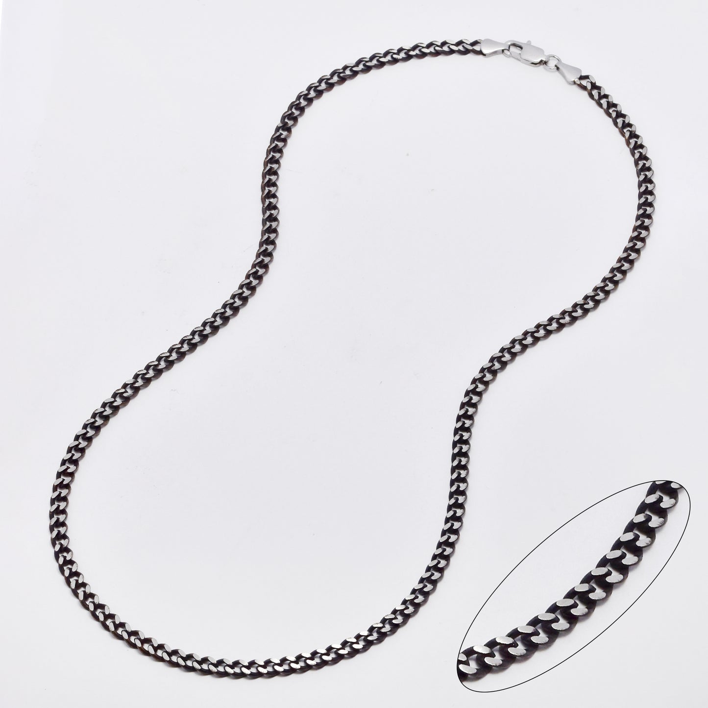 SSMN3106 - Steel 52cm x 4mm oxidised flat curb chain