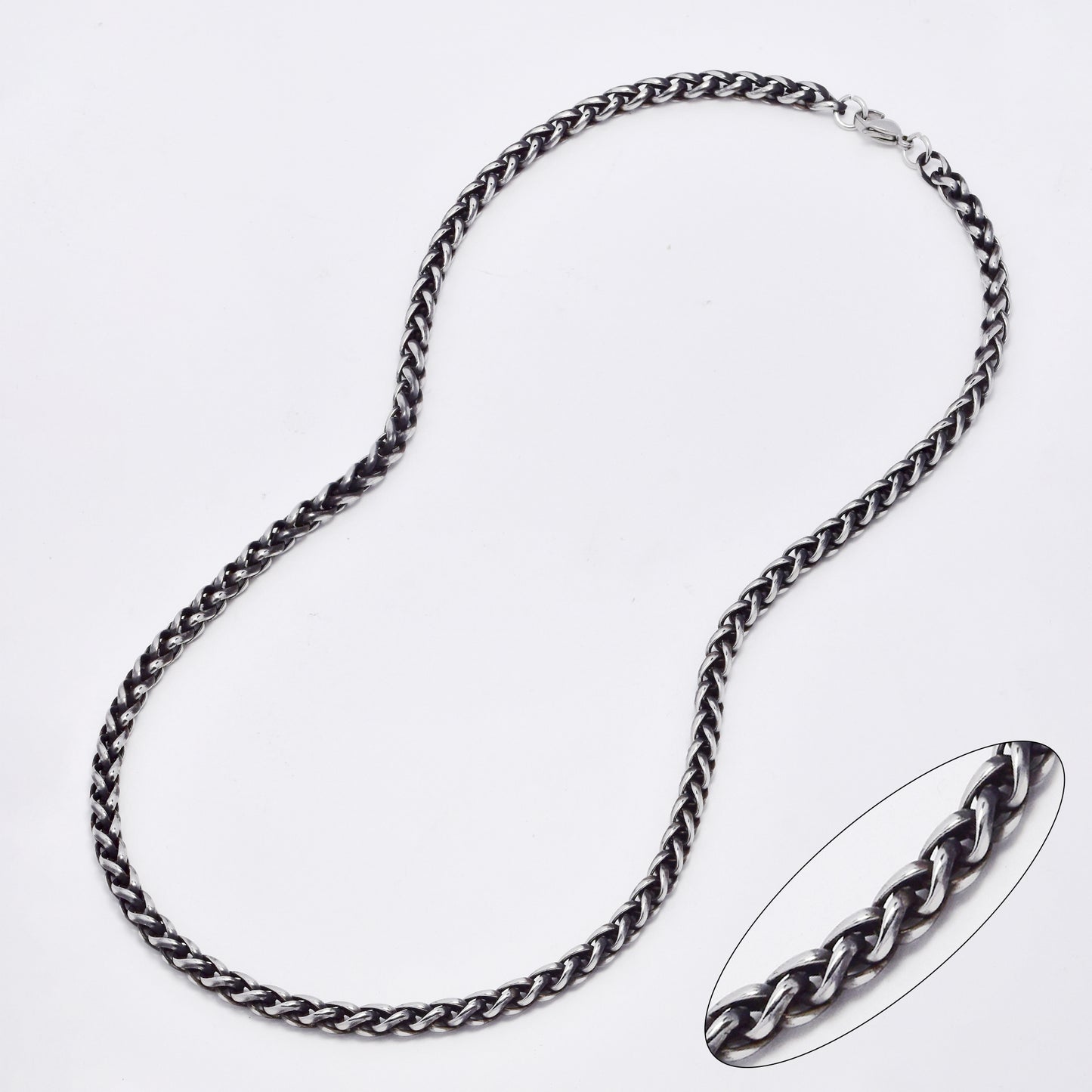 SSMN3108 - Steel 50cm x 4mm oxidized wheat chain