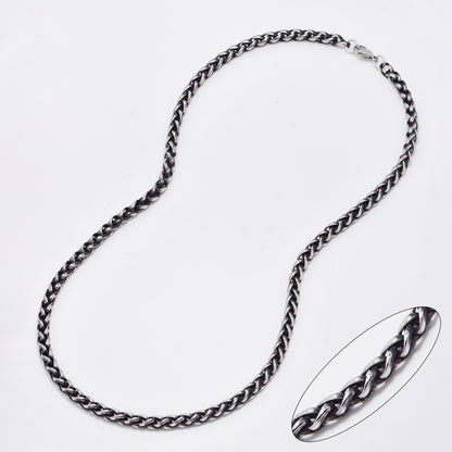 SSMN3108 - Steel 50cm x 4mm oxidized wheat chain