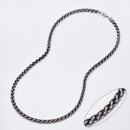 SSMN3108 - Steel 50cm x 4mm oxidized wheat chain