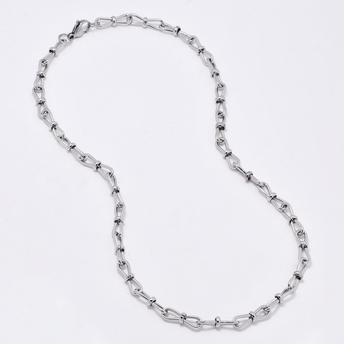 SSMN3133 - Steel 46cm x 6mm bow link necklace