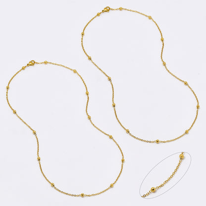 SSMN3136 - Steel 2 pack 45cm x 2mm beaded necklace