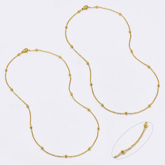 SSMN3136 - Steel 2 pack 45cm x 2mm beaded necklace