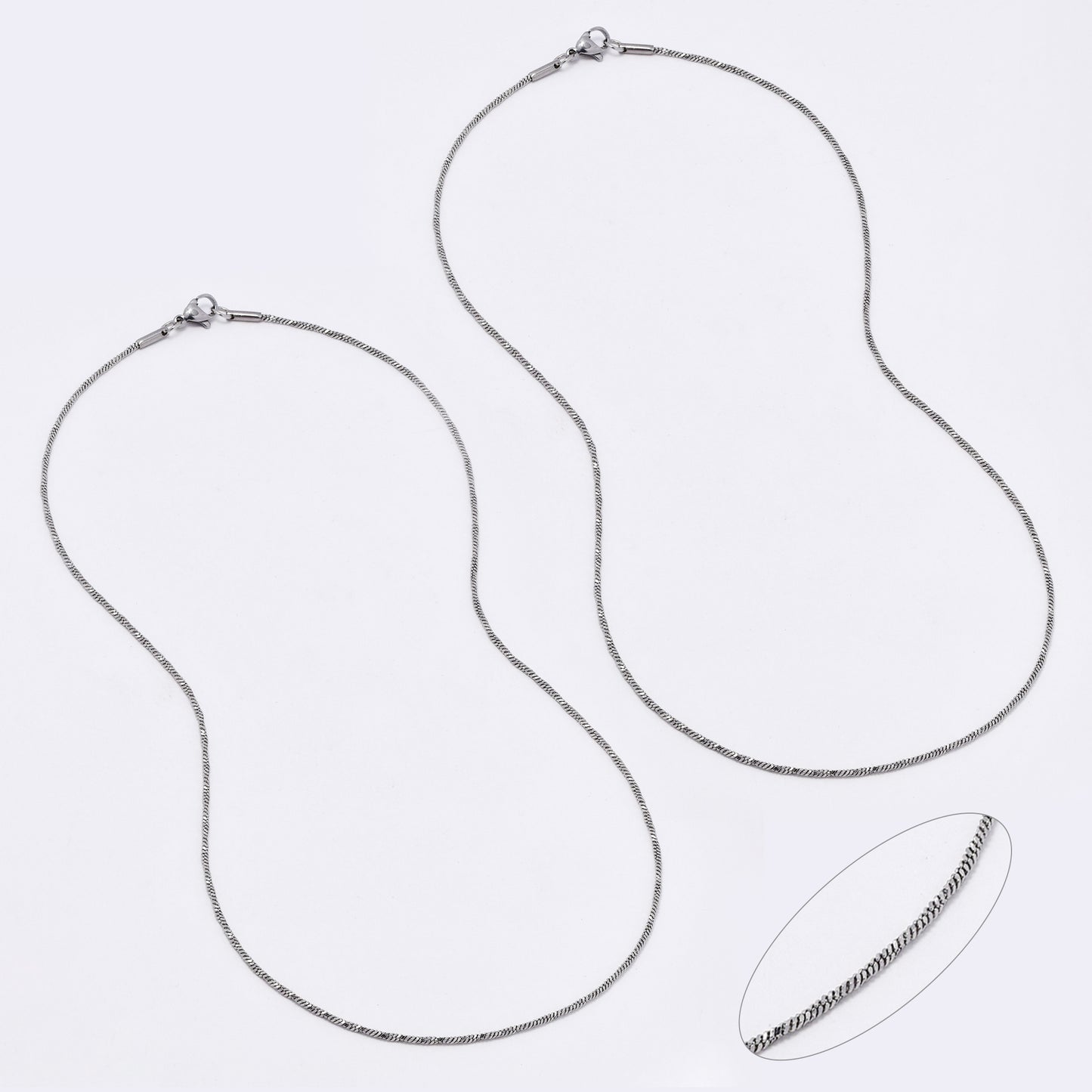 SSMN3137 - Steel 2 pack 45cm x 1mm twisty snake chain necklace