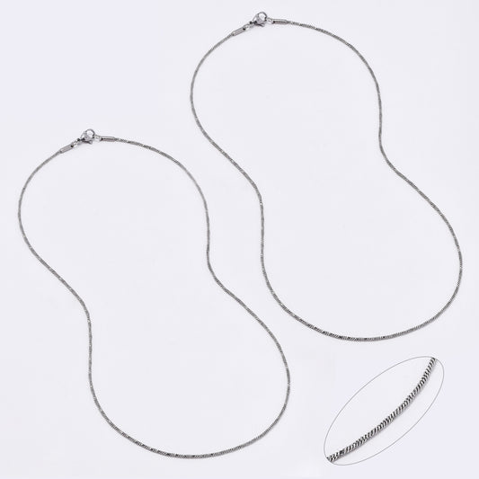 SSMN3137 - Steel 2 pack 45cm x 1mm twisty snake chain necklace