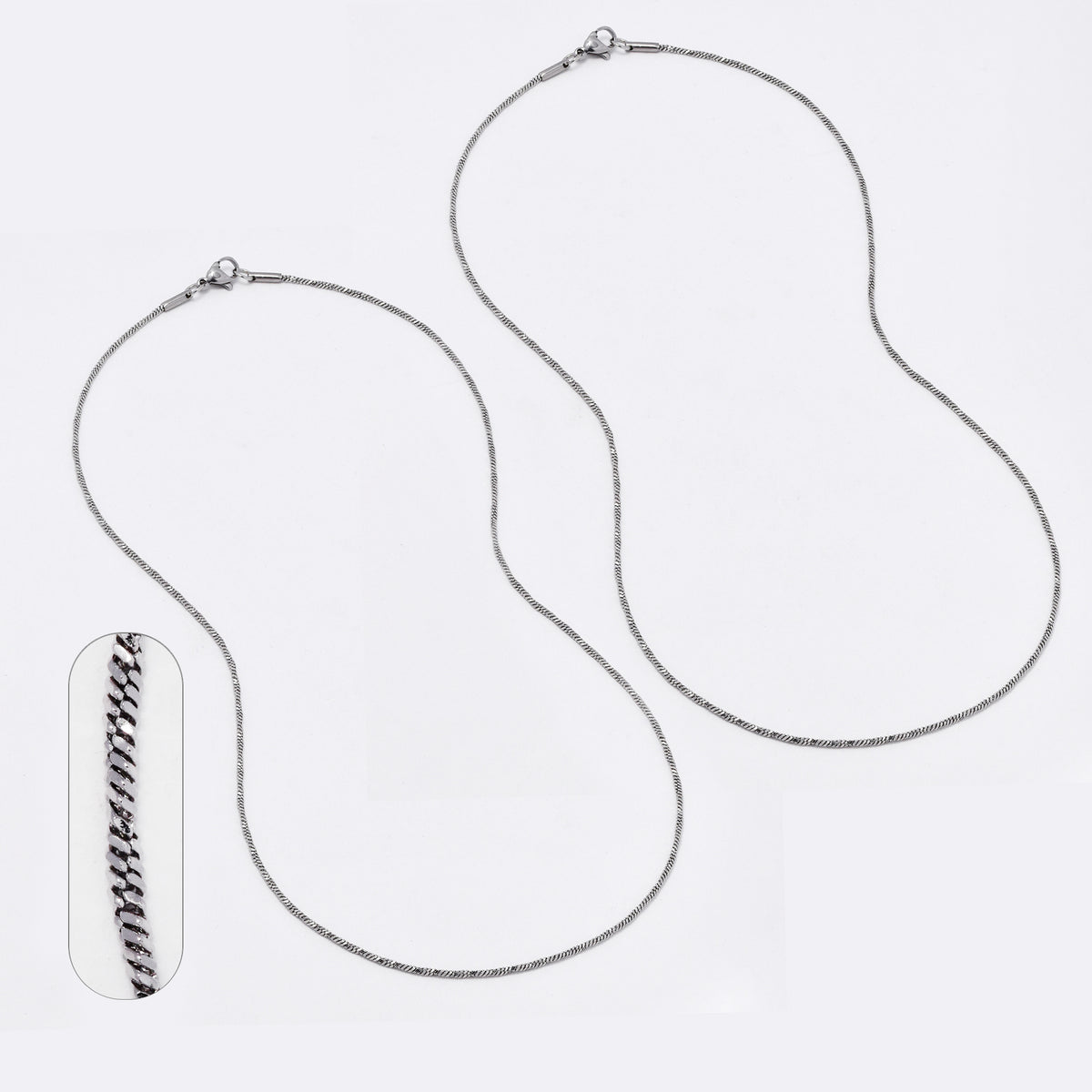 SSMN3137 - Steel 2 pack 45cm x 1mm twisty snake chain