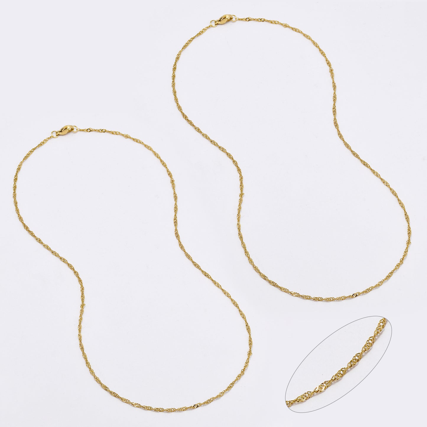 SSMN3138 - Steel 2 pack 45cm x 1.5mm singapore chain necklace