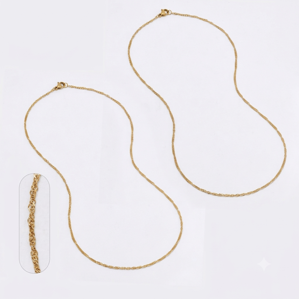 SSMN3138 - Steel 2 pack 45cm x 1.5mm singapore chain necklace