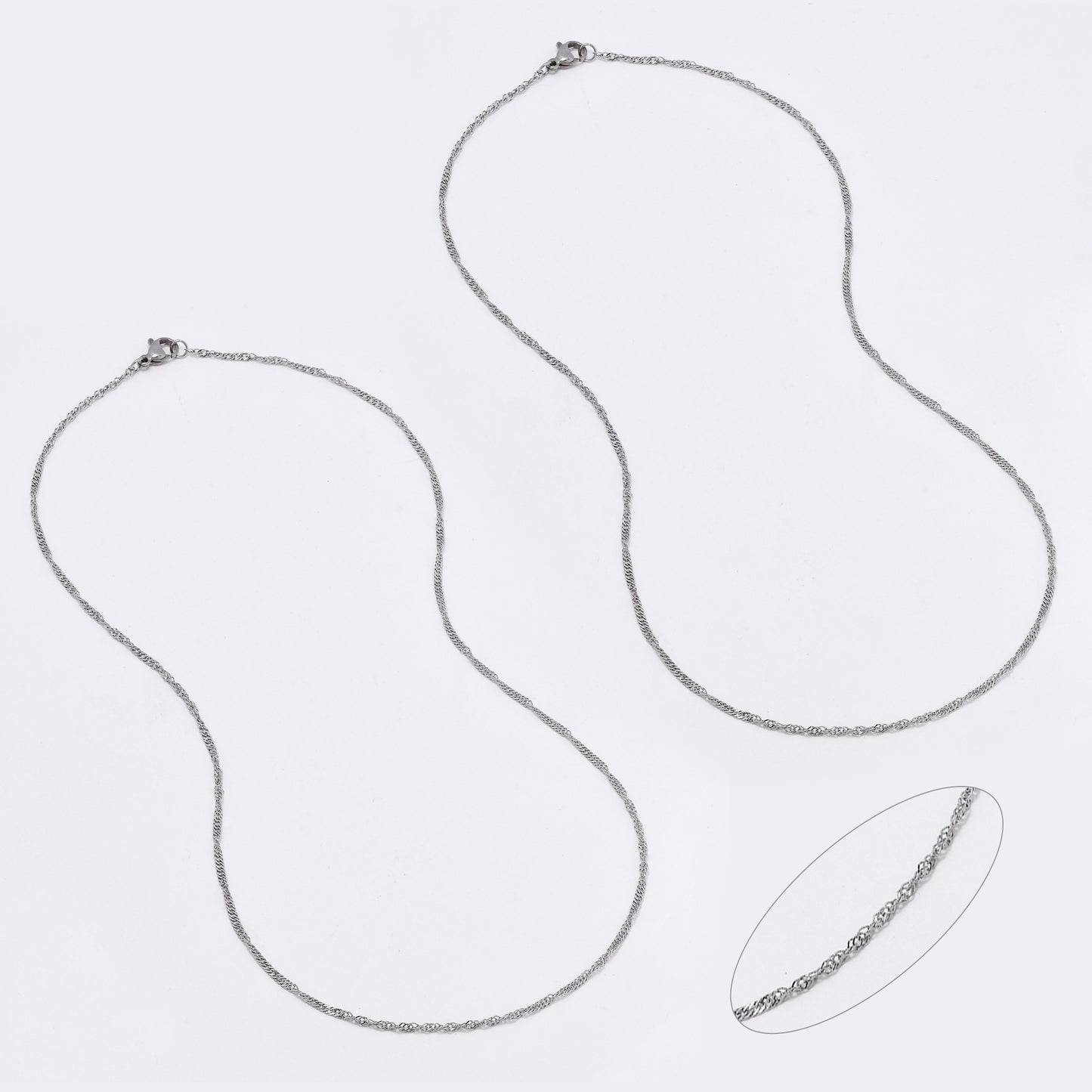 SSMN3138 - Steel 2 pack 45cm x 1.5mm singapore chain necklace