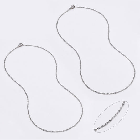 SSMN3138 - Steel 2 pack 45cm x 1.5mm singapore chain necklace