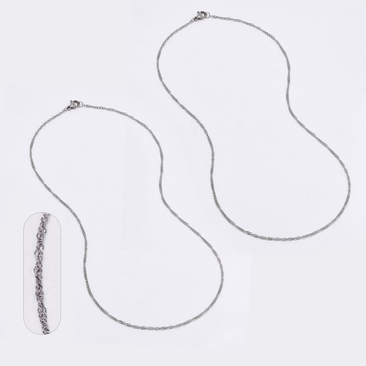 SSMN3138 - Steel 2 pack 45cm x 1.5mm singapore chain necklace
