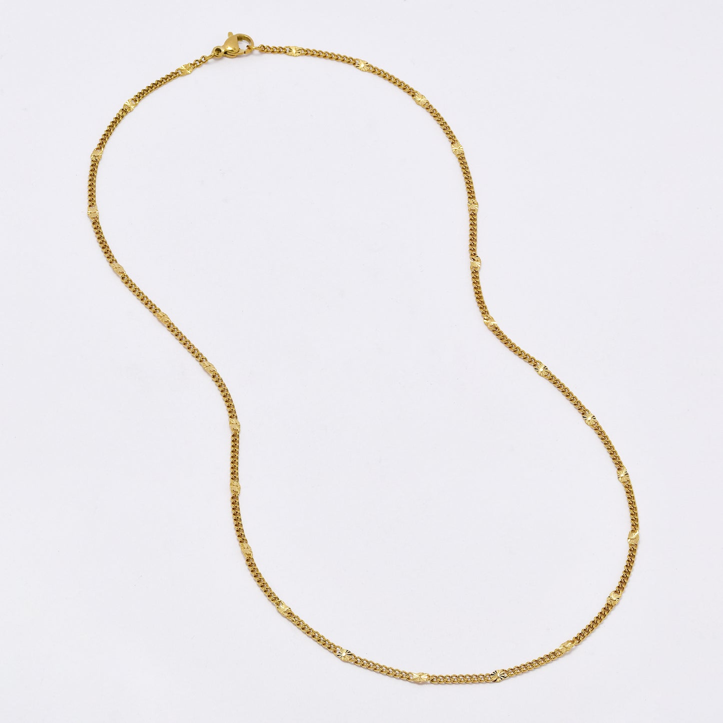 SSMN3139 - Steel 2 pack 45cm x 2mm stamped curb chain necklace