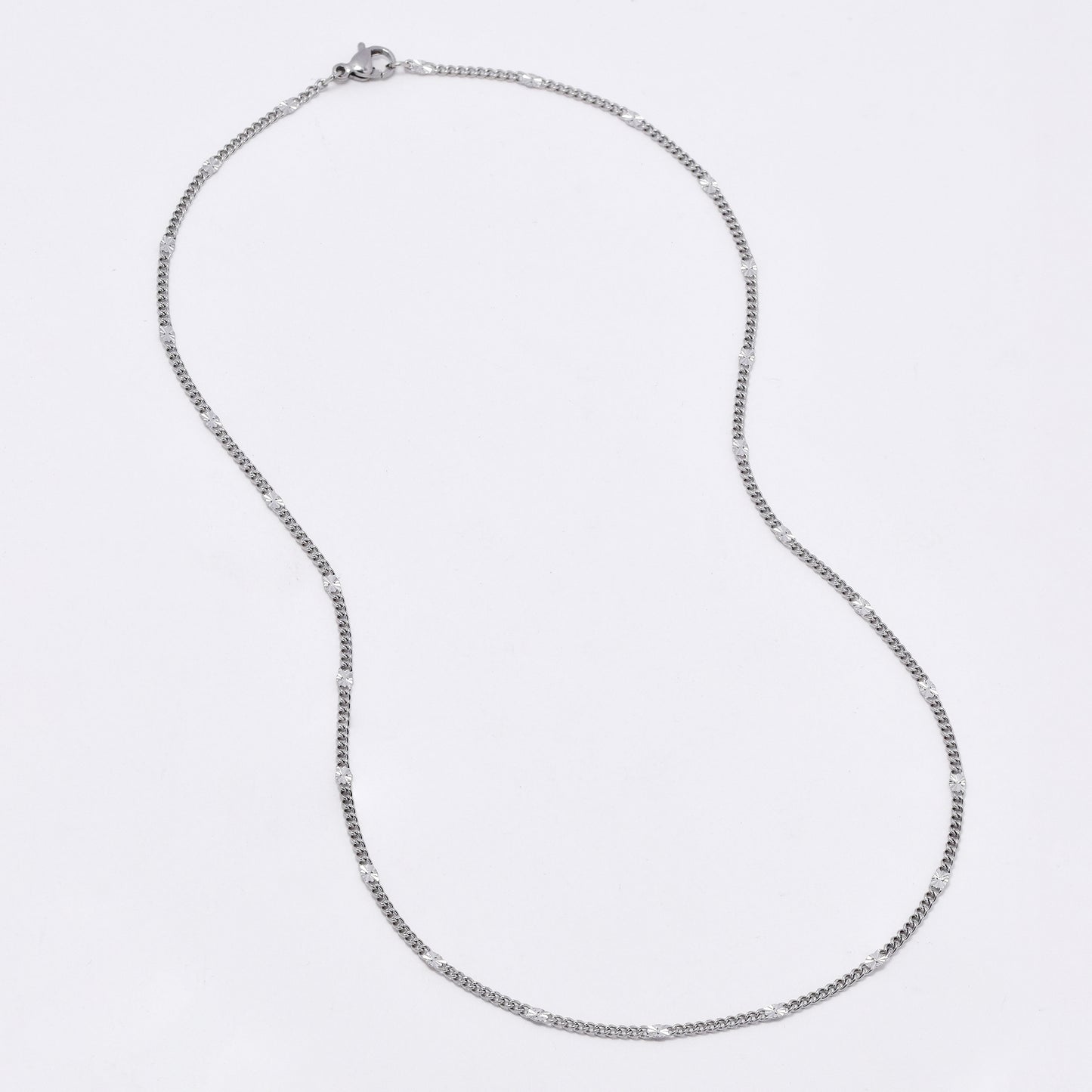 SSMN3139 - Steel 2 pack 45cm x 2mm stamped curb chain necklace