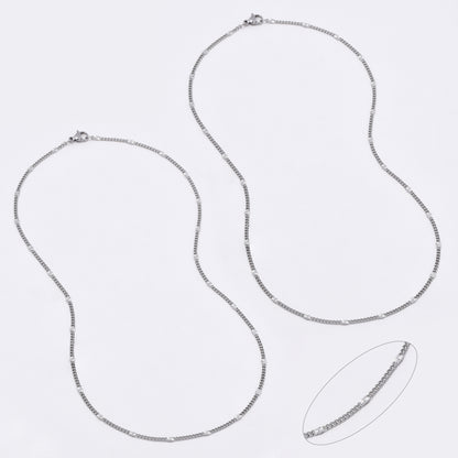 SSMN3139 - Steel 2 pack 45cm x 2mm stamped curb chain necklace
