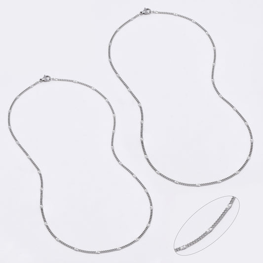 SSMN3139 - Steel 2 pack 45cm x 2mm stamped curb chain necklace