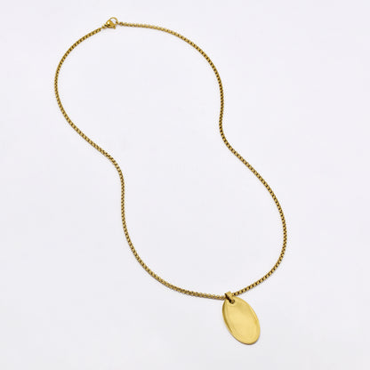 SSMN3164 - Steel 50cm oval disk necklace