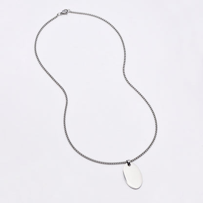 SSMN3164 - Steel 50cm oval disk necklace