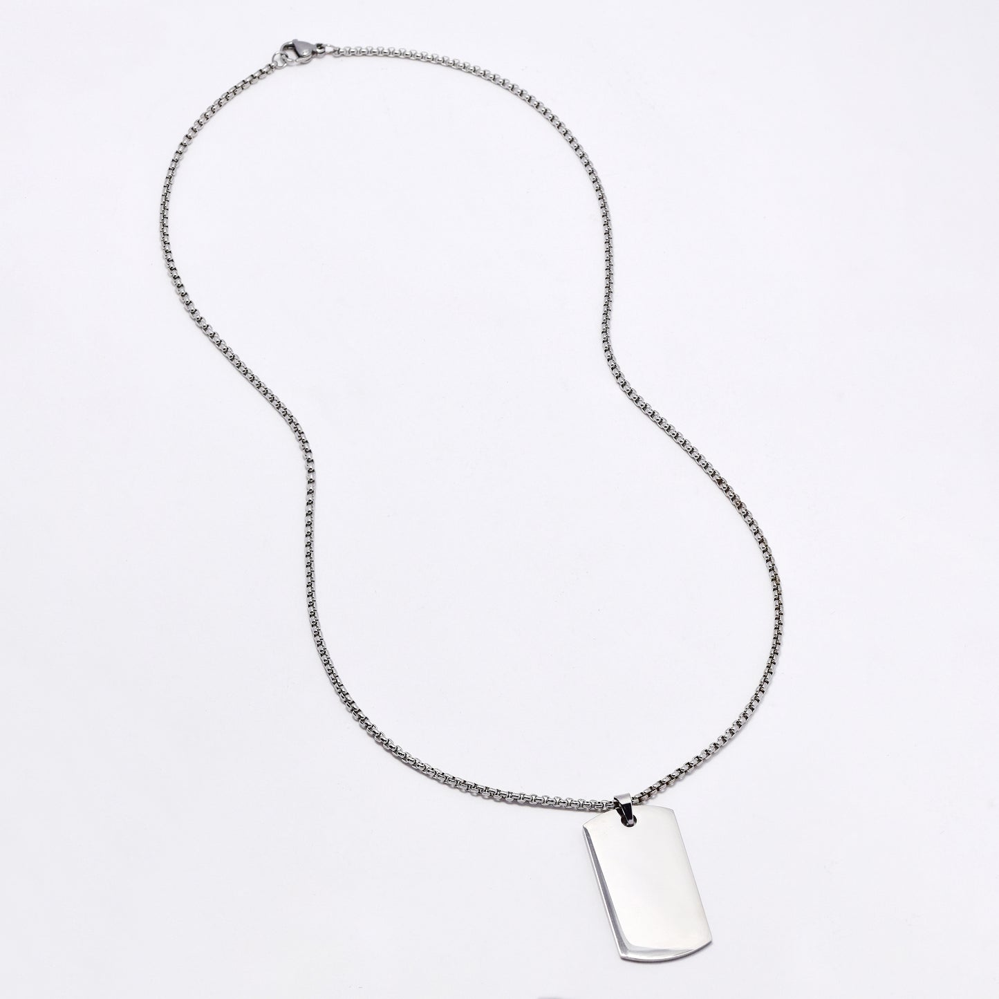SSMN3165 - Steel 51cm rectangular disk necklace