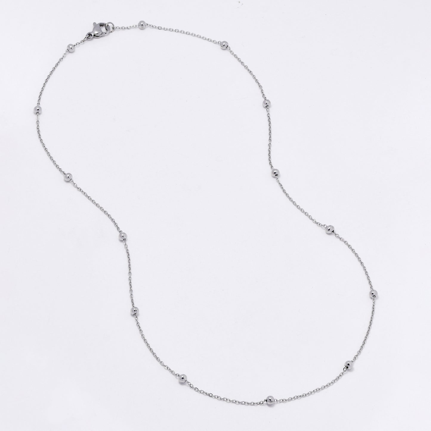 SSMN3173 - Steel 2 pack 45cm x 1mm beaded necklace