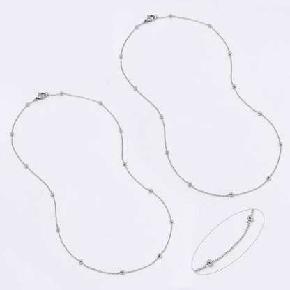 SSMN3173 - Steel 2 pack 45cm x 1mm beaded necklace