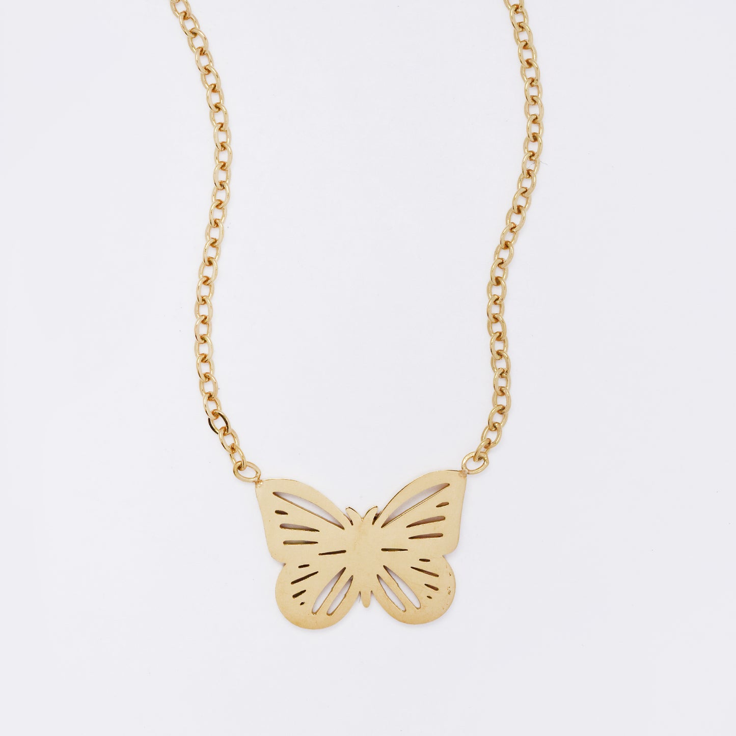 SSMN3200 - Steel 41cm + 4.5cm butterfly necklace