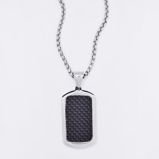 SSMN3202 - Steel 53cm x 2mm carbon disk necklace