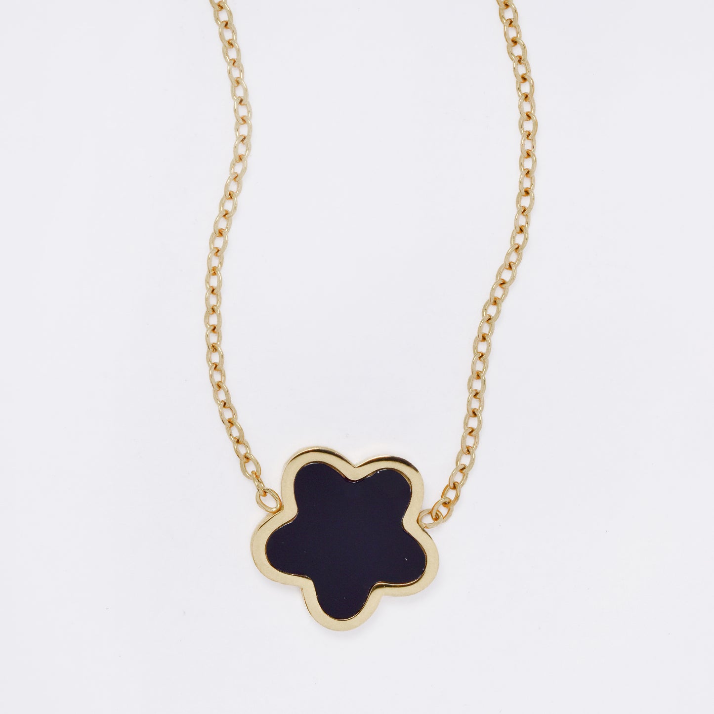 SSMN3204 - Steel 41cm + 5cm flower necklace