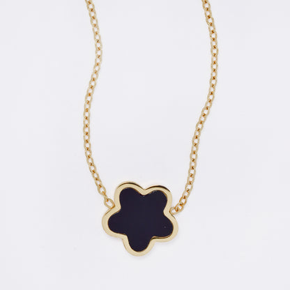 SSMN3204 - Steel 41cm + 5cm flower necklace
