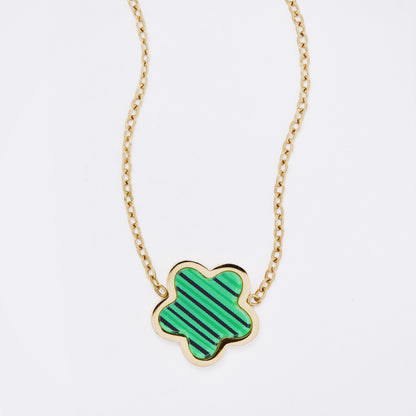 SSMN3204 - Steel 41cm + 5cm flower necklace