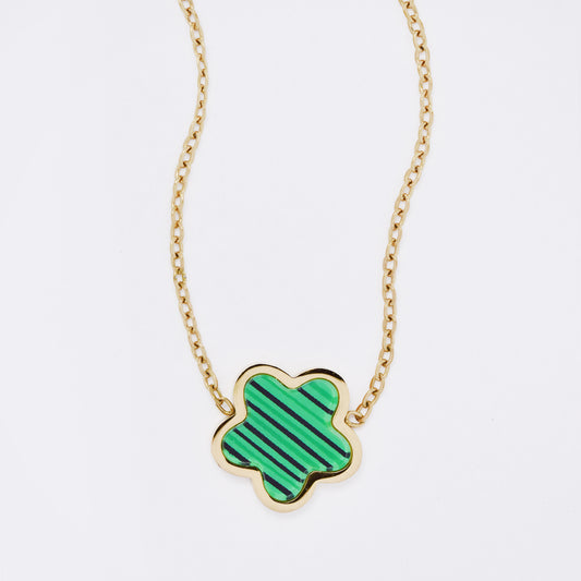 SSMN3204 - Steel 41cm + 5cm flower necklace