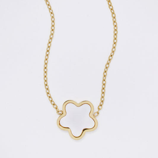 SSMN3204 - Steel 41cm + 5cm flower necklace