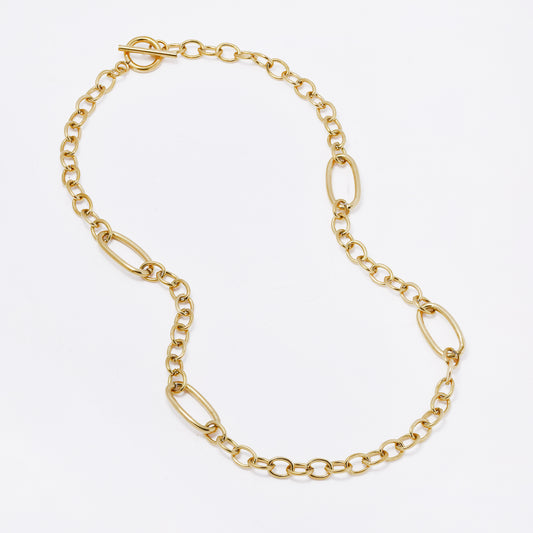 SSMN3209 - Steel 43cm x 6mm oval link toggle necklace