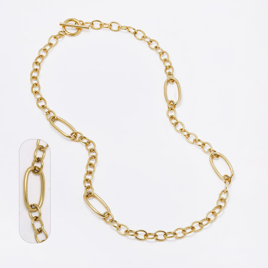 SSMN3209 - Steel 43cm x 6mm oval link toggle necklace