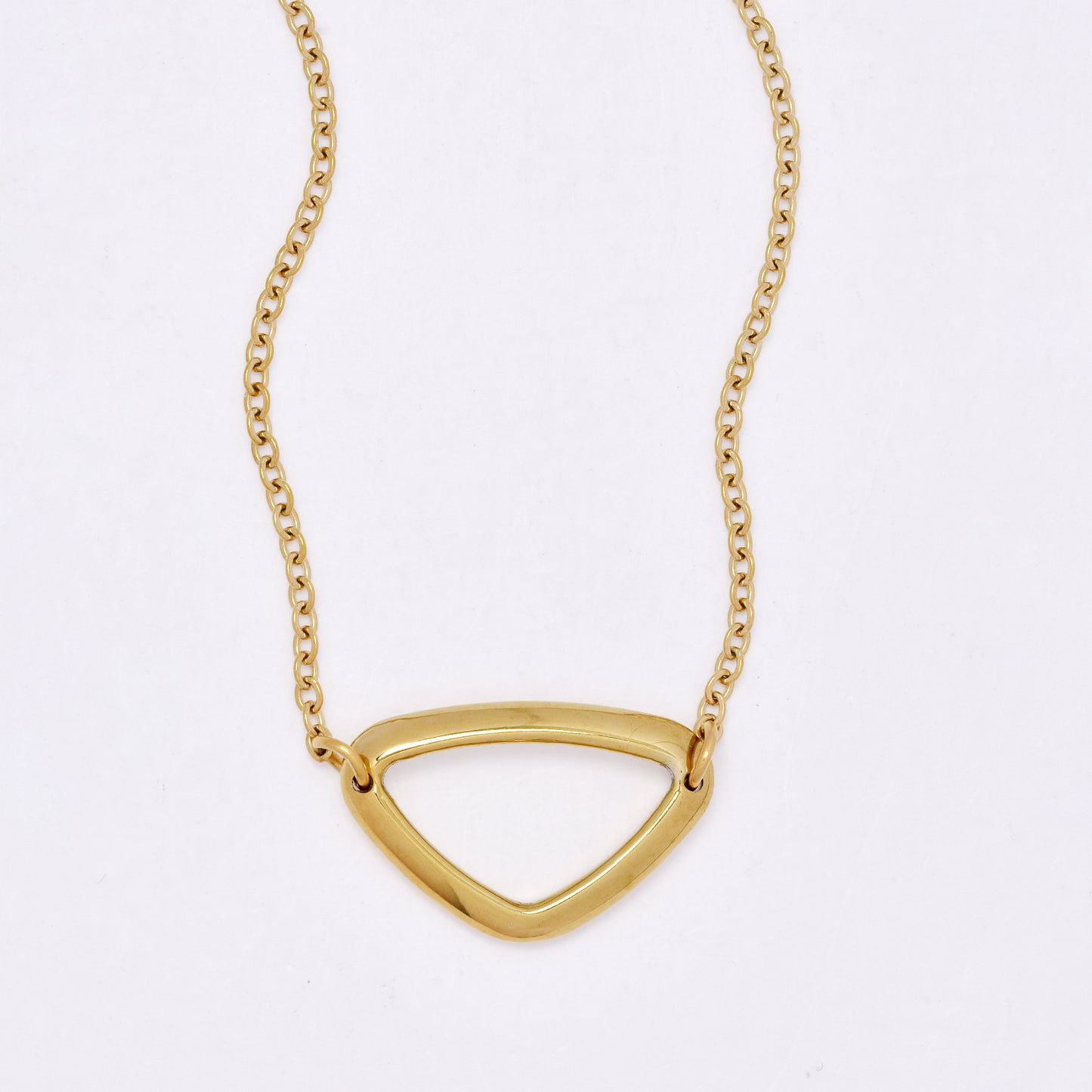 SSMN3274 - Steel 42cm + 5cm triangle motif necklace