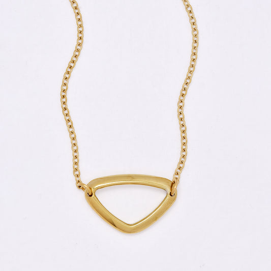 SSMN3274 - Steel 42cm + 5cm triangle motif necklace
