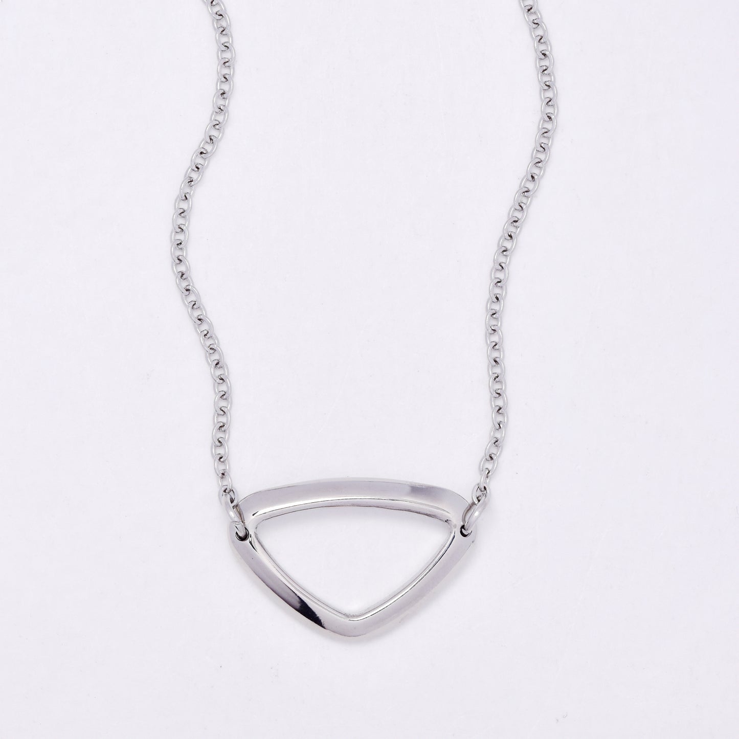 SSMN3274 - Steel 42cm + 5cm triangle motif necklace