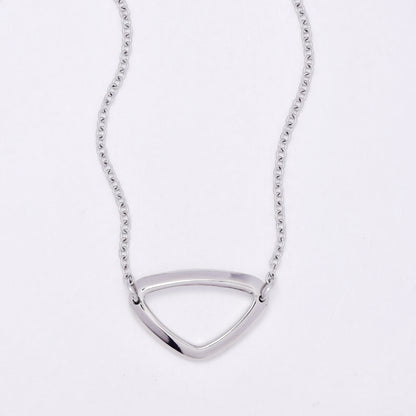 SSMN3274 - Steel 42cm + 5cm triangle motif necklace