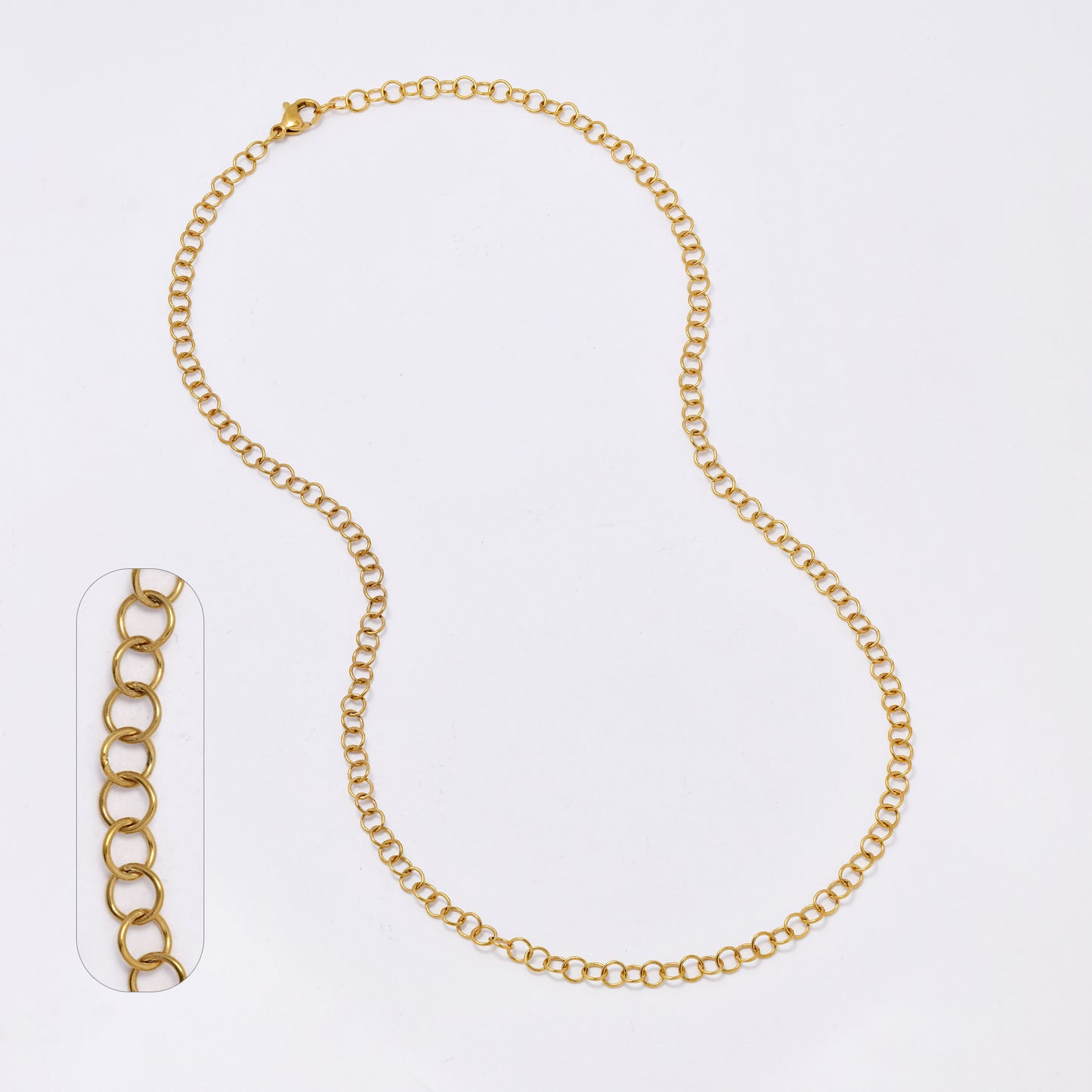 SSMN3277 - Steel 46cm x 4mm round anchor link necklace