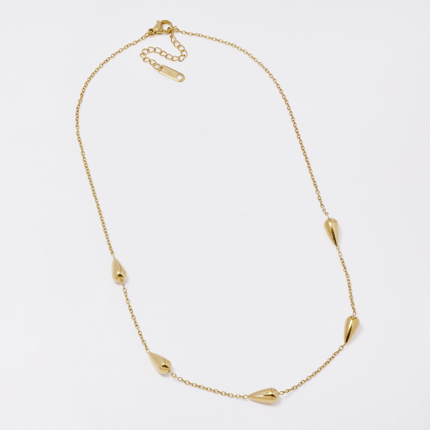 SSMN3306 - Steel 41cm + 5cm teardrop necklace